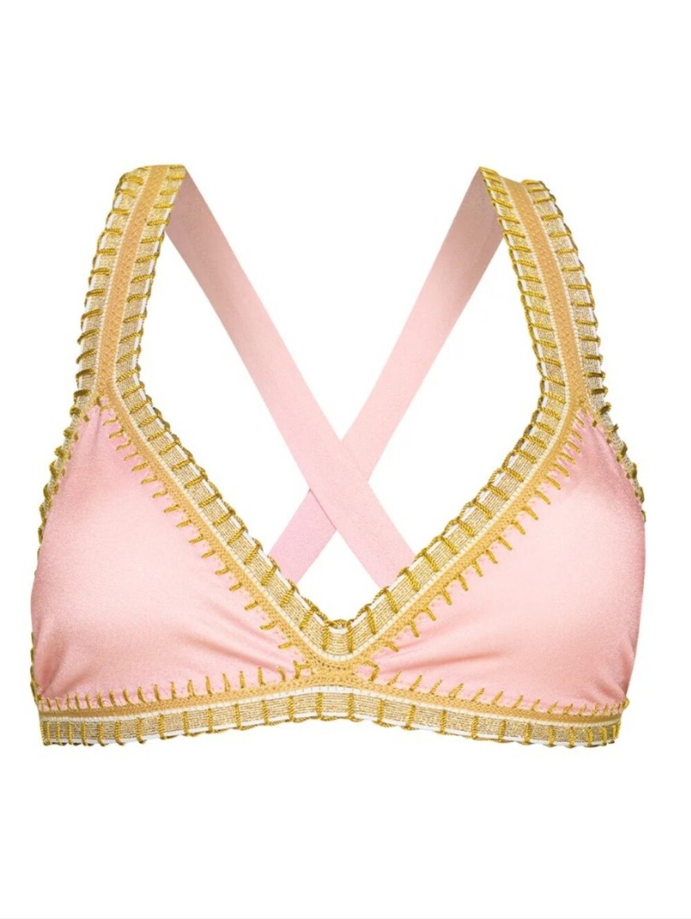 PQ Swim Platinum Pink Sands Crochet Trim Triangle Top Size Small - Picture 1 of 12